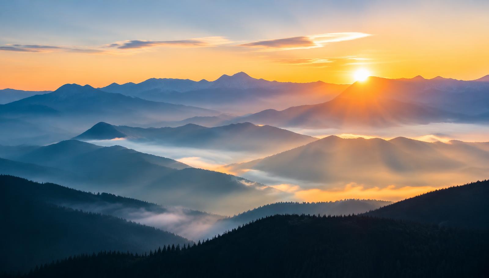 Mountains at sunrise